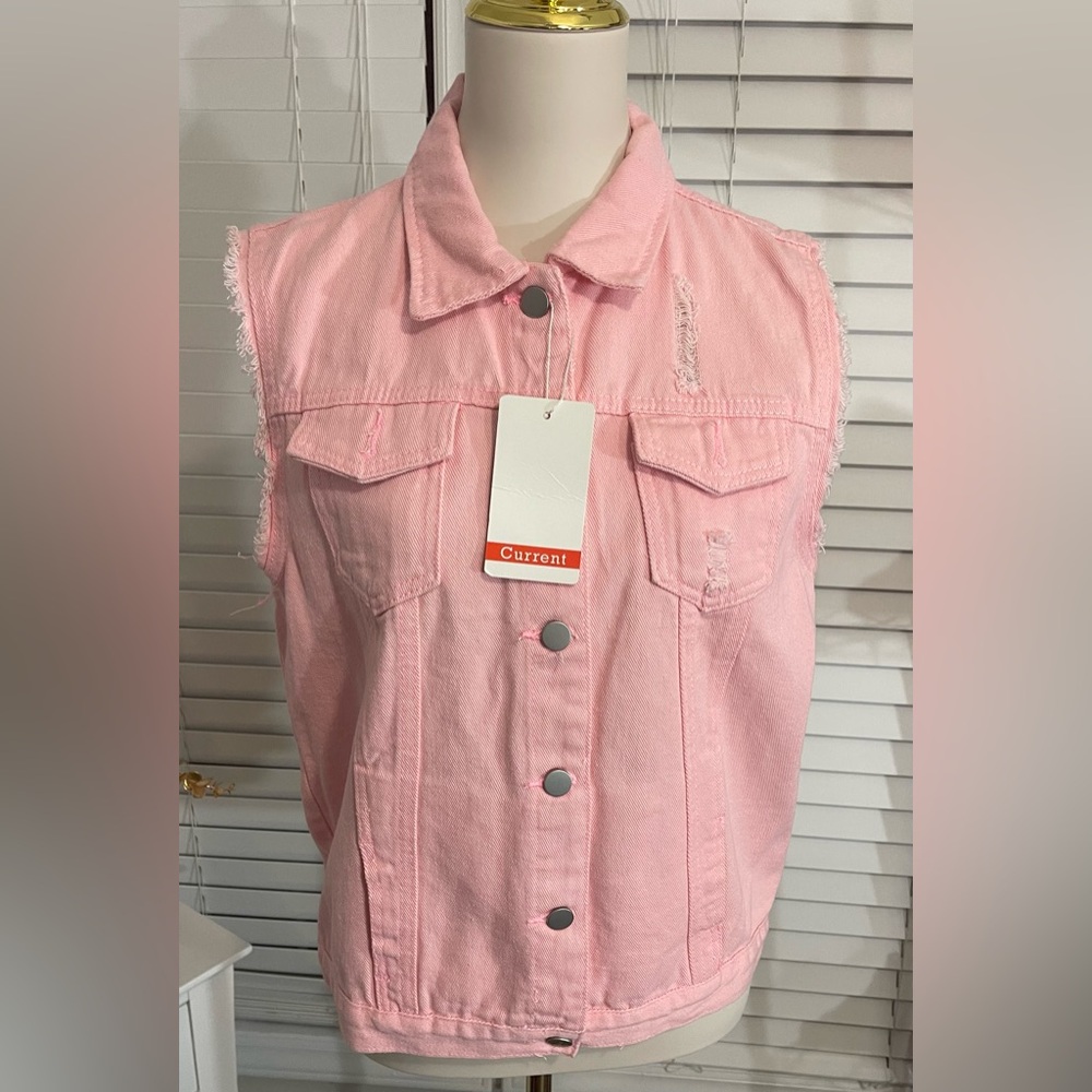 Current/Elliott Pink Denim Vest